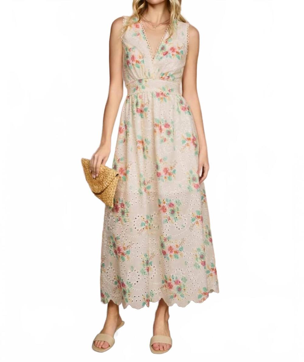 NEW DRESS FORUM everbloom lace maxi dress in beige